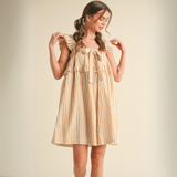 Caramel & White Striped Dress