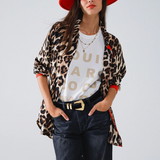 Leopard Shirt with Red Button Placket