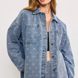 Diamond Ribbon Denim Shirt Jacket