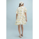 Lemon Print Mini Dress with Bow Detail