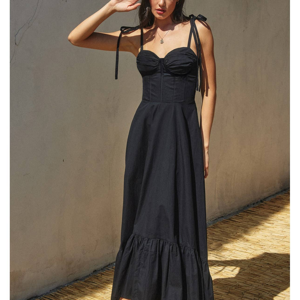 Cotton Poplin Ruched Detail Maxi Dress