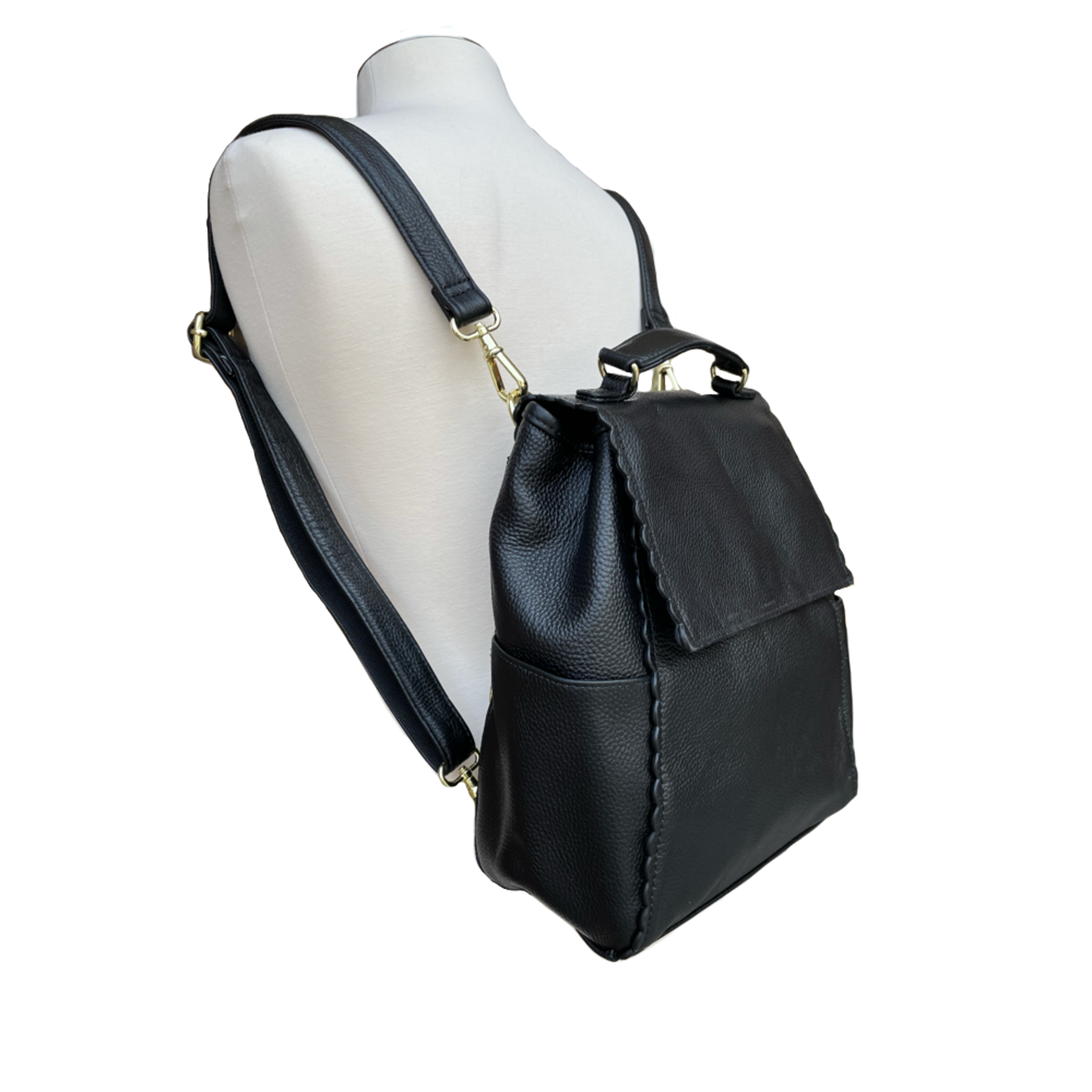 Top grain cowhide leather back pack crossbody shoulder bag