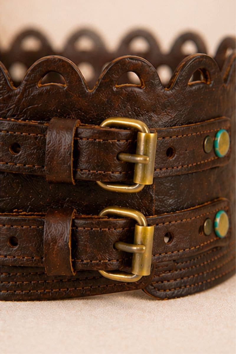 KRONOS DARK BROWN LEATHER SASH BELT