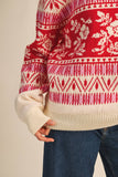 FLORAL KNIT ROUND NECK SWEATER