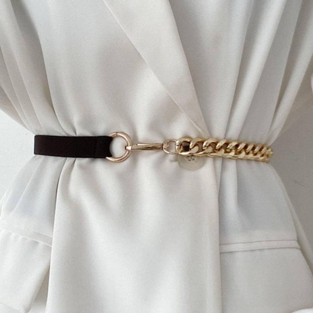 Chain Leather Splicing Simple Belt