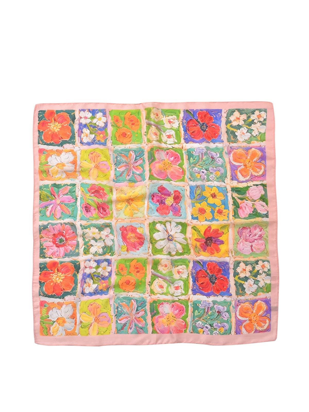 Scarvii - Romantic Floral Panel Border Print Scarf