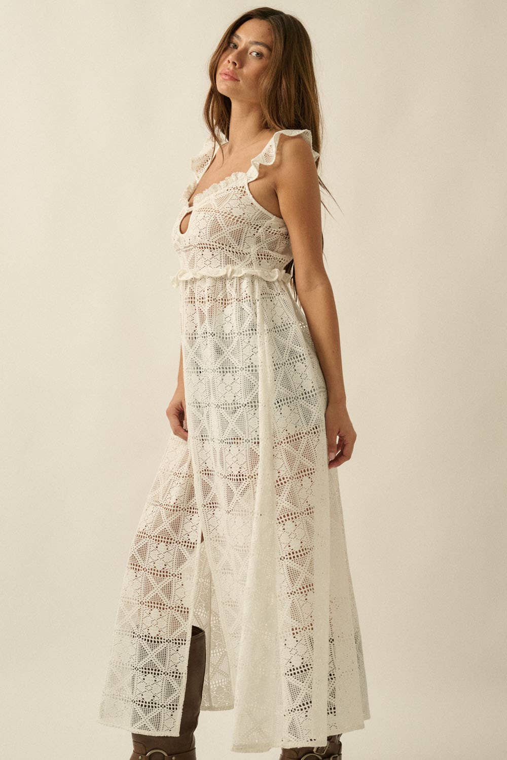 Josie Front-Slit Layering Midi Dress