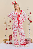 Christmas Toile Printed Pajama Set