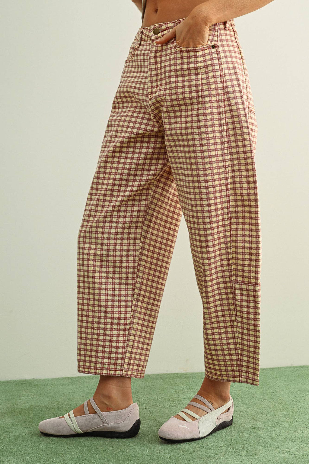 Mini Checker Barrel Pants - 6 Colors