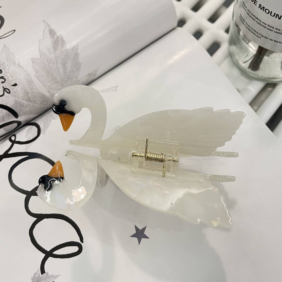 White Swan Hair Claw Clip