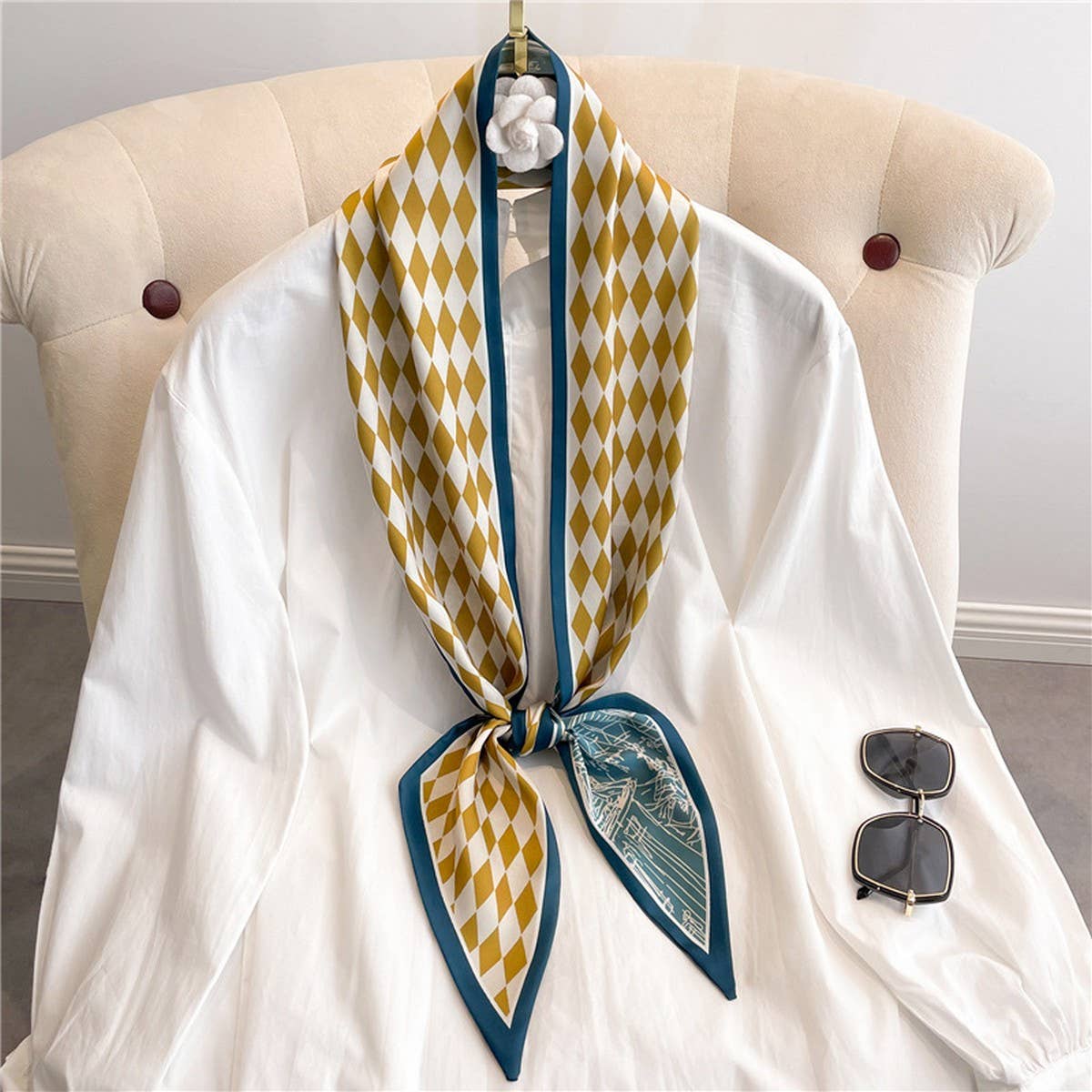 Skinny Silk Scarf for Hair, Neck or Bag Wrap_CWASC1512🎗️