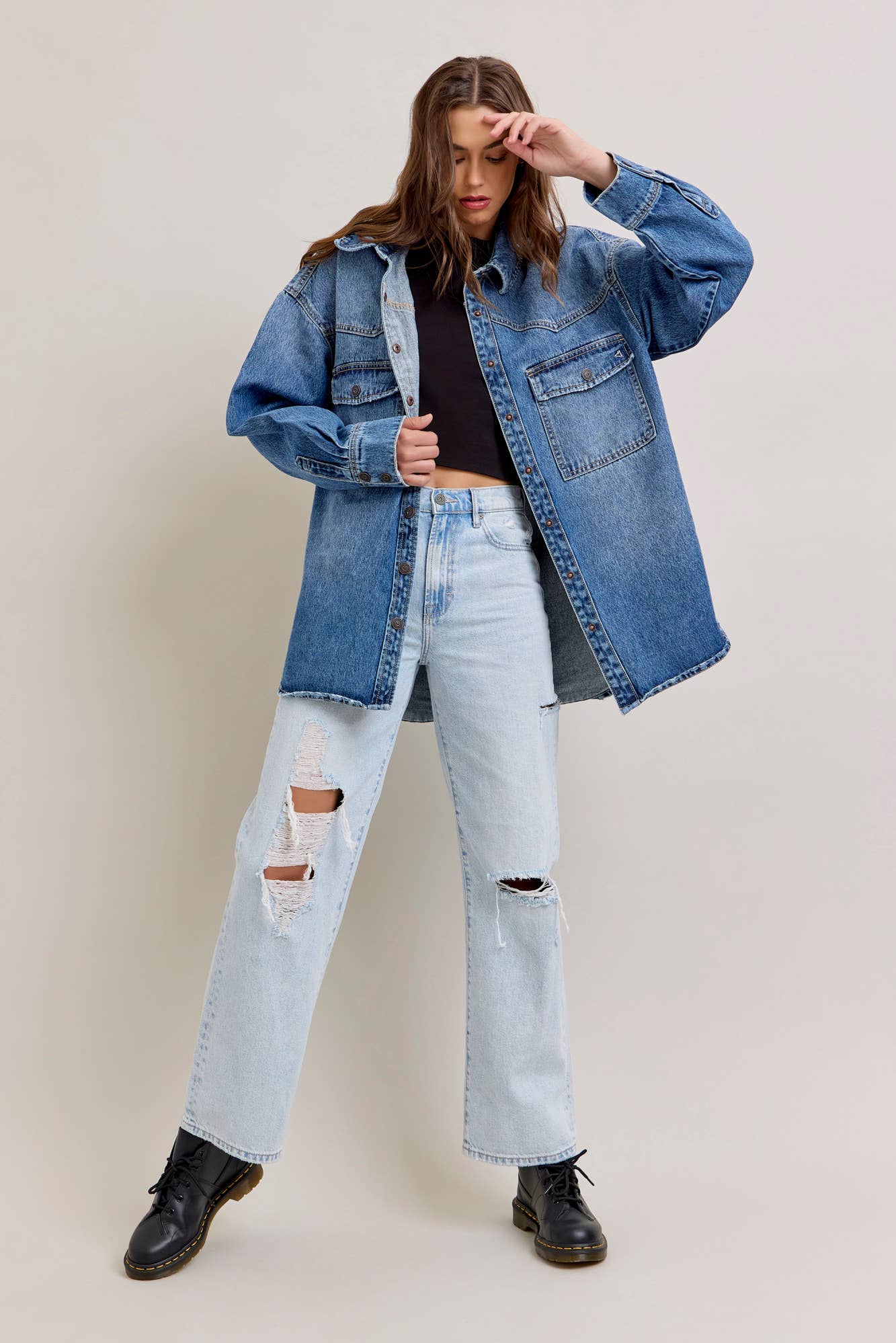 Medium Dark Classic Oversized Western Shirt