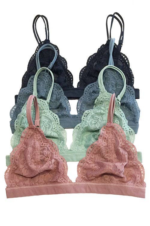 Floral Sheer Lace Triangle Lowcut Mesh Lined Bralette