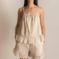 P.CILL Linen Shorts with Lace Contrast