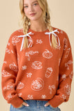Pumpkin Spice Printed Long Sleeve Sweater