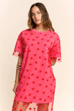 HEART MESH LAYERED T SHIRT DRESS