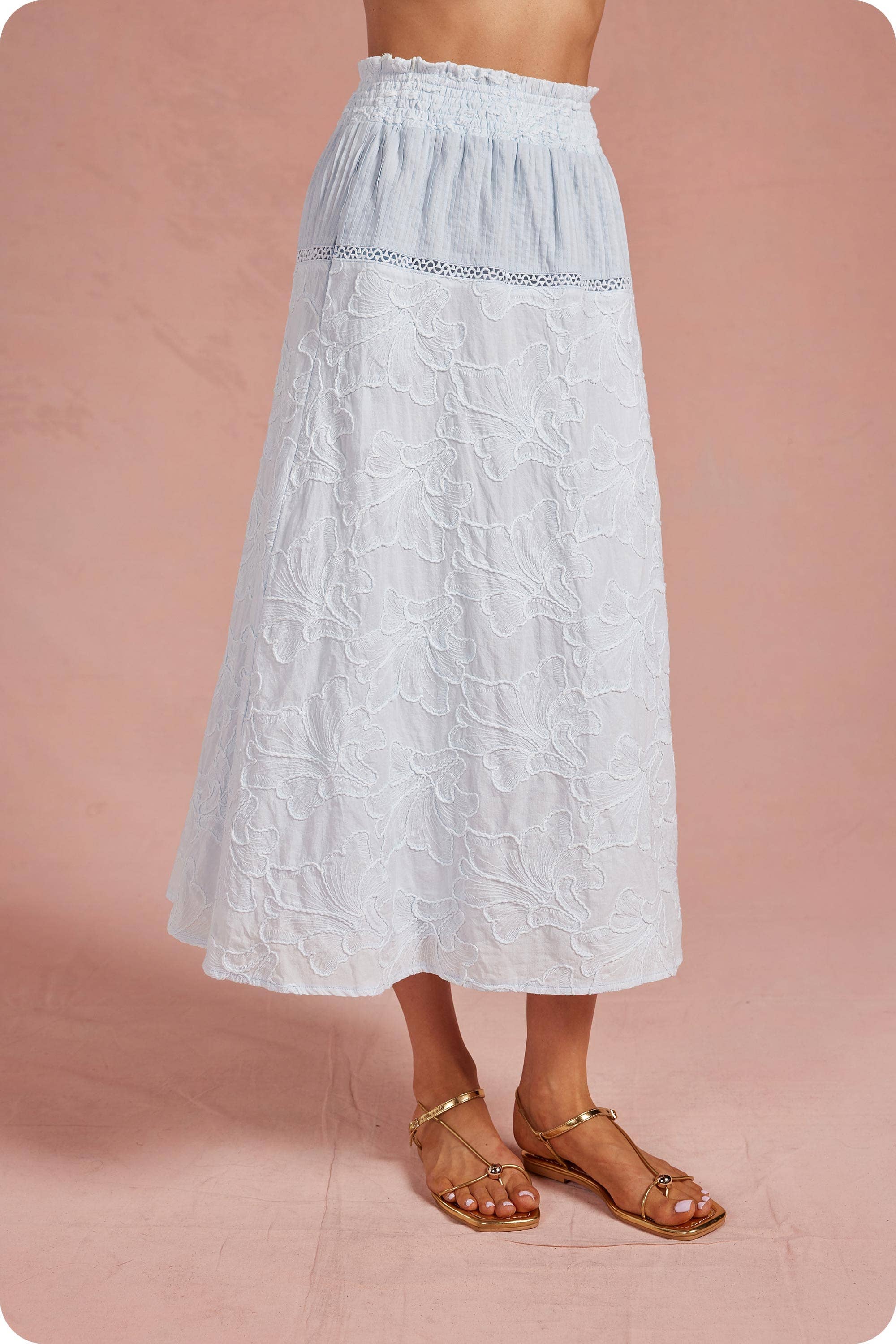 Floral Embroidery Cotton Lace Trim Top