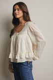 Rebecca Ruffle Hem Peasant Blouse