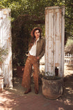Embroidered Floral Cotton Spandex Pants