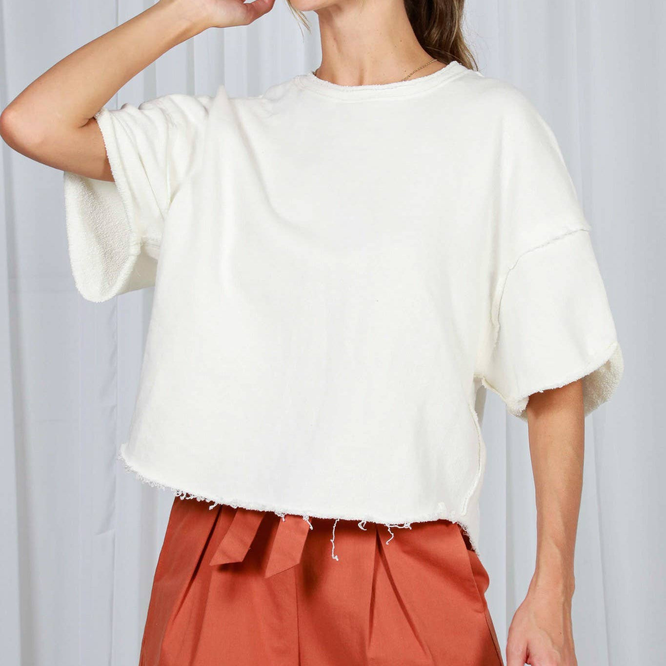 Vintage-Inspired Cut Edge Knit Top