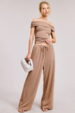 Off Shoulder Pants Set with Ruched Top