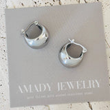 Hoop earrings rhodium plated thick hoop earrings chunky