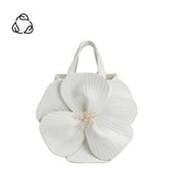 Monroe Ivory Flower Recycled Vegan Leather Top Handle Bag