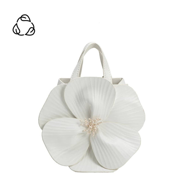 Monroe Ivory Flower Recycled Vegan Leather Top Handle Bag