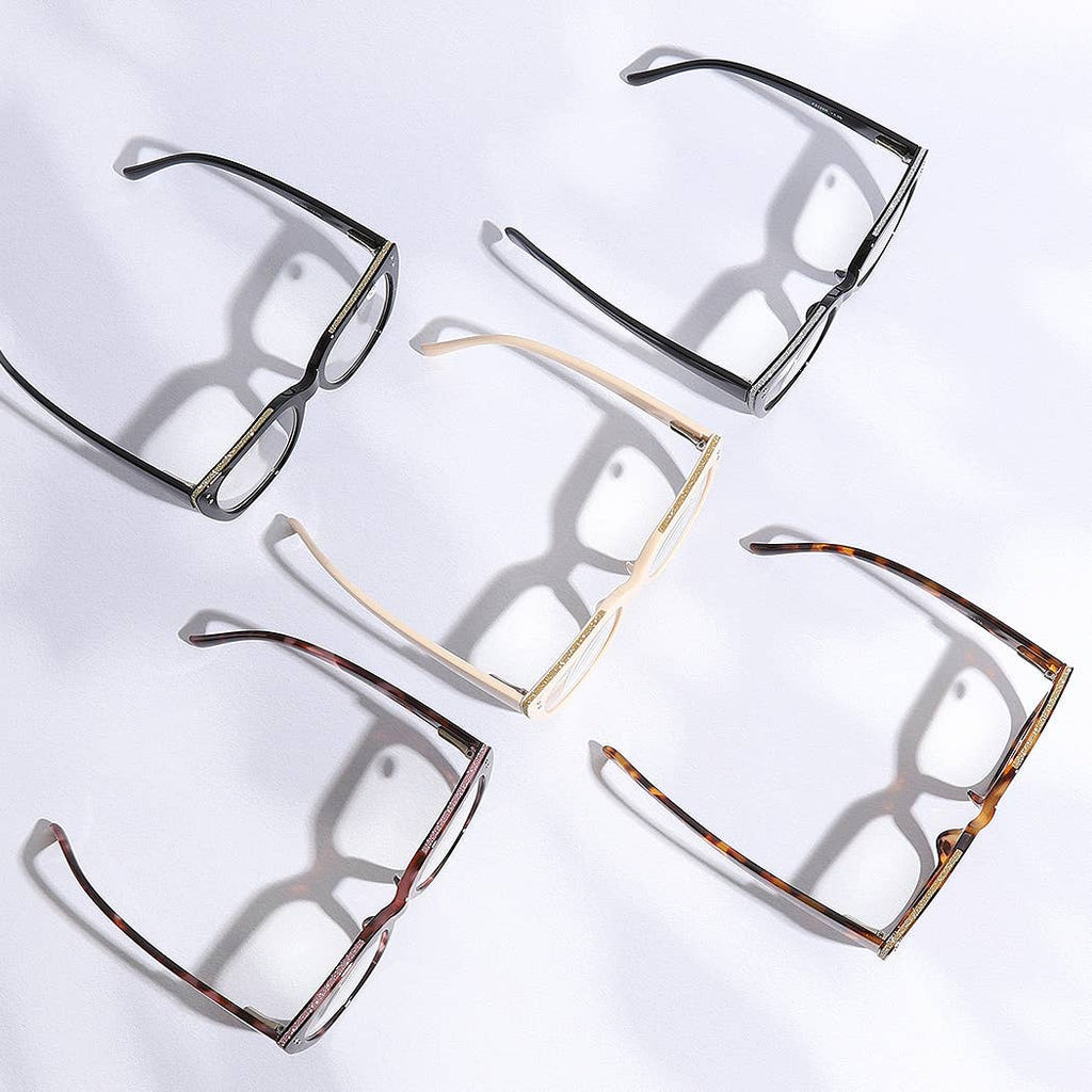 Wide Frame Glitter Side Fashion Reading Glasses