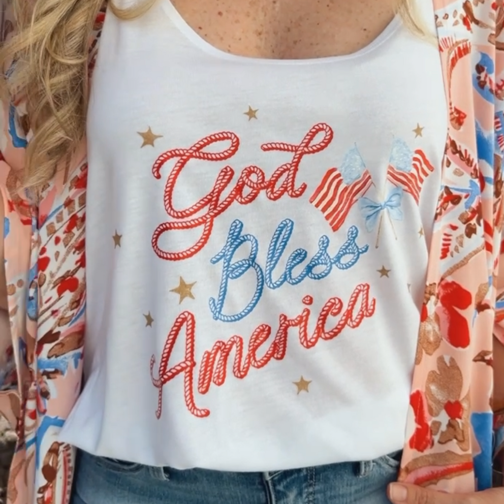 God Bless America Flowy Tank Top