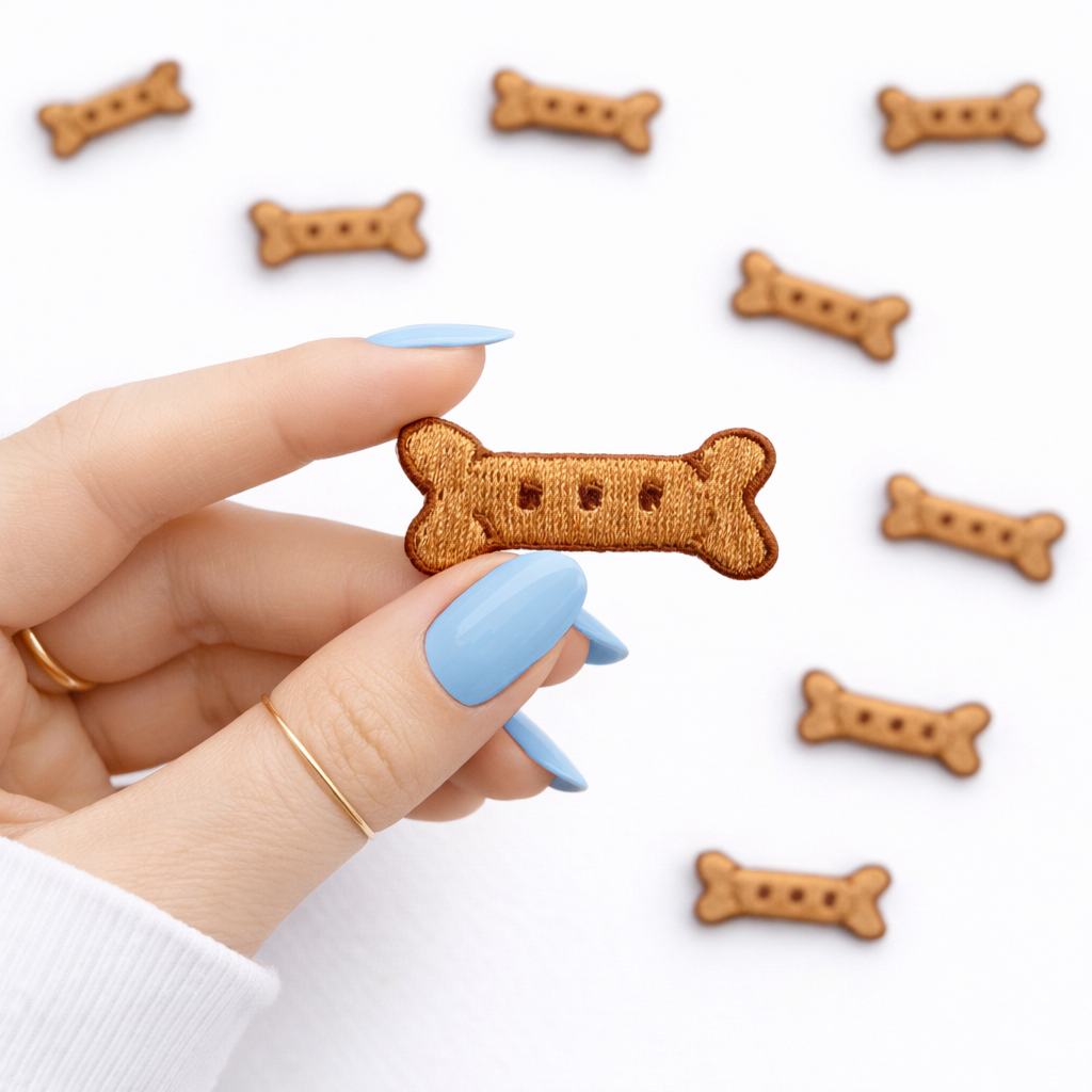 Dog Bone Treat Embroidered Dog Iron On Patch