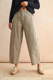 MINI CHECKER PATTERN BARREL PANTS