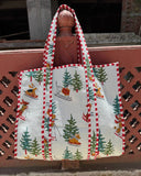 White Cotton Quilted Bag Hand Block Print Bag Party Wear Bag