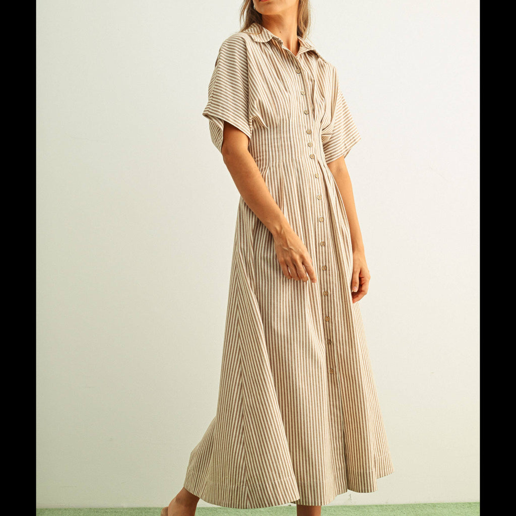 STRIPED BUTTONDOWN SHIRT DRESS