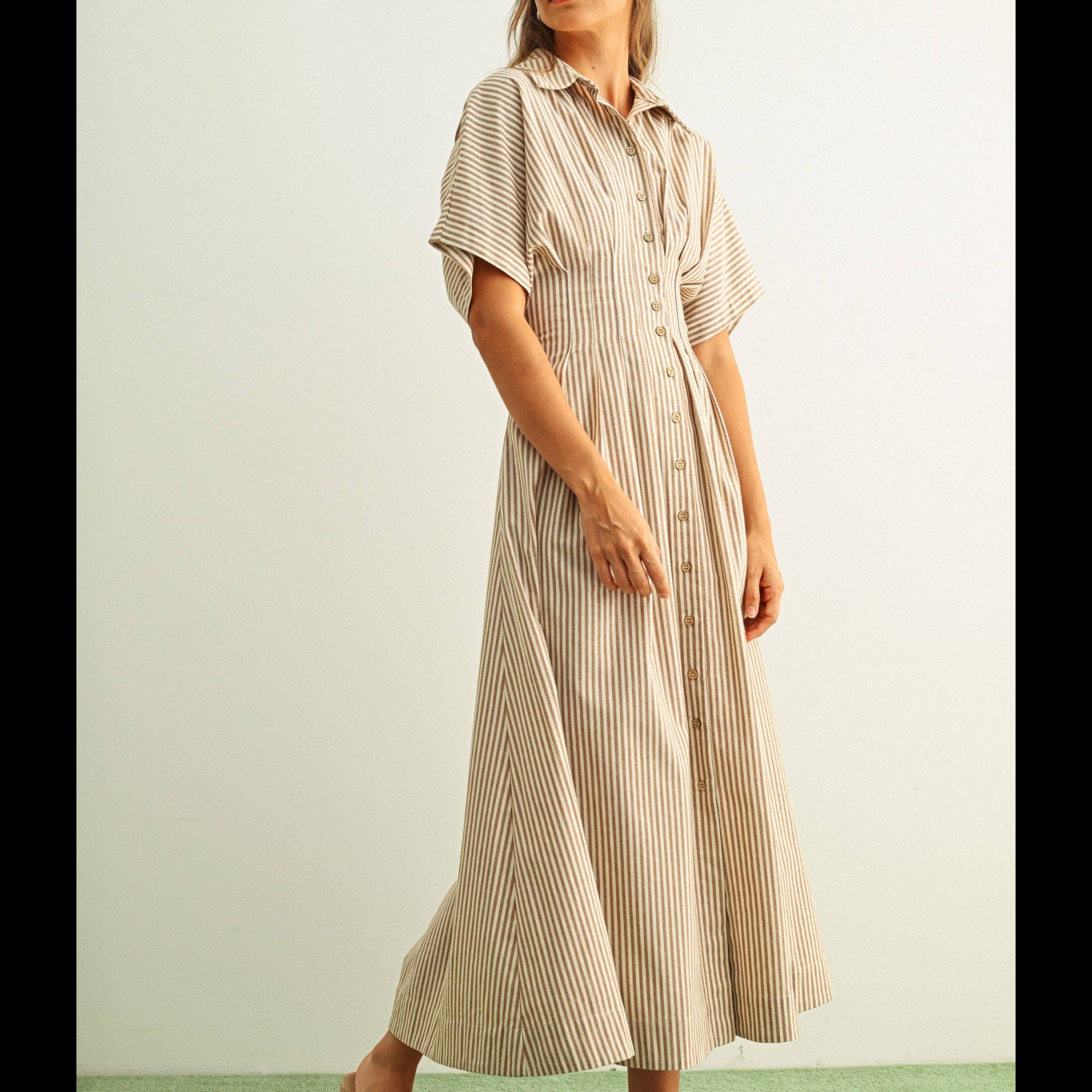 STRIPED BUTTONDOWN SHIRT DRESS