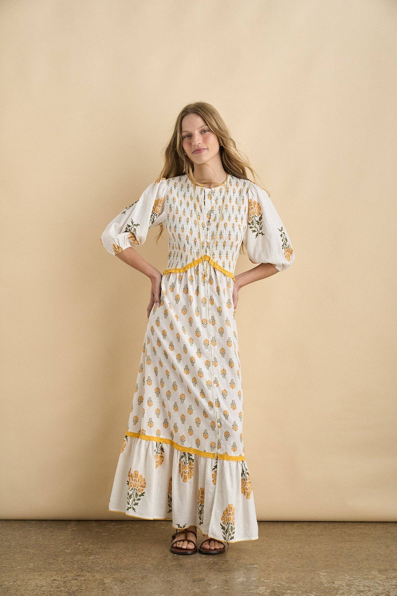Magnolia Yellow Smocked Maxi Dress