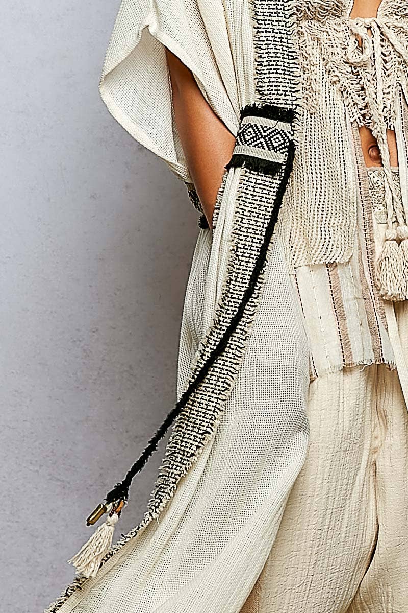 Short Sleeve Cotton Tie Waist Cardigan