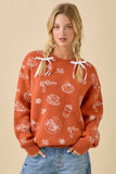 Pumpkin Spice Printed Long Sleeve Sweater
