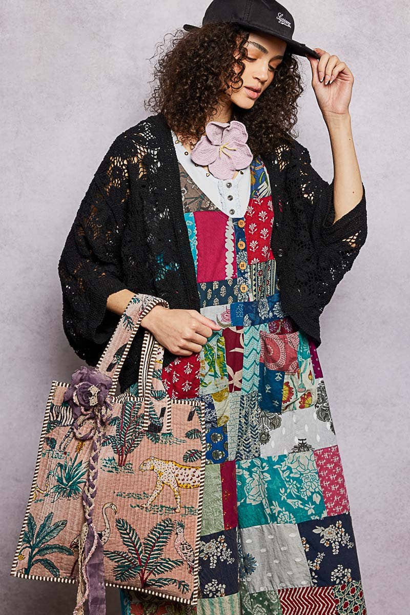 Everyday Quilted Striped Tote Bag