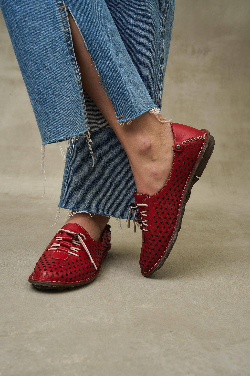 Olive JABIN Leather Flats
