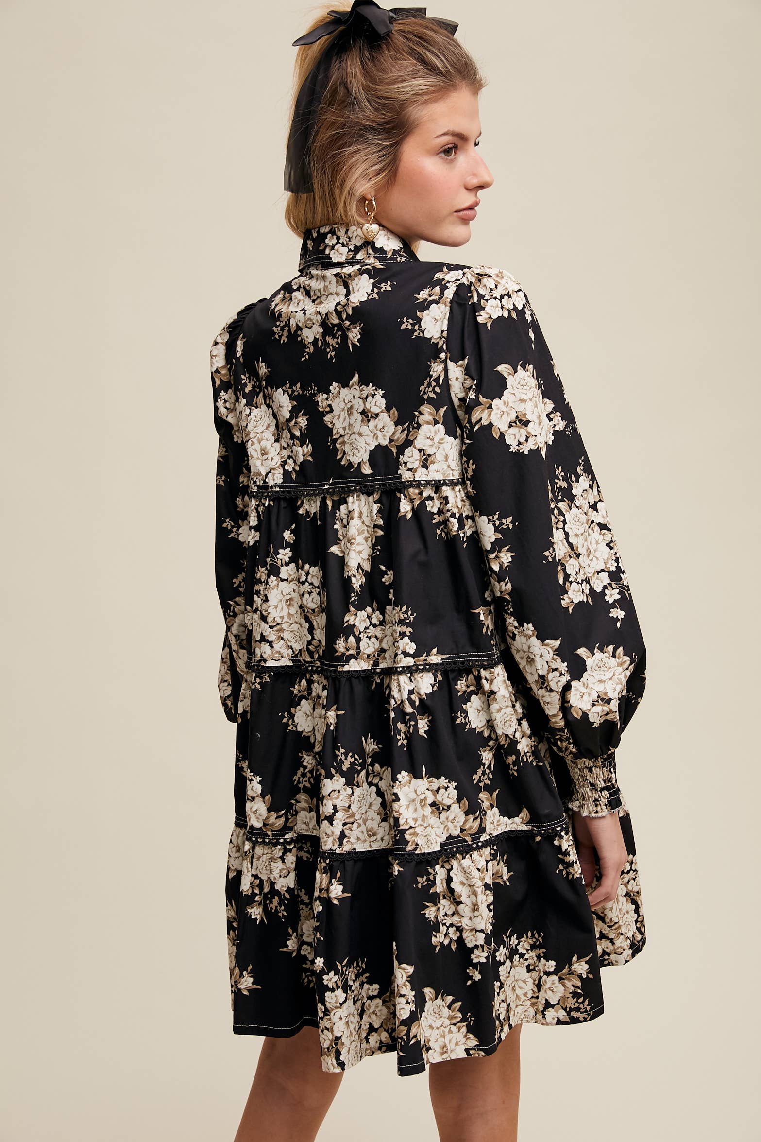 Floral Tiered Shirt Dress- CLEARANCE