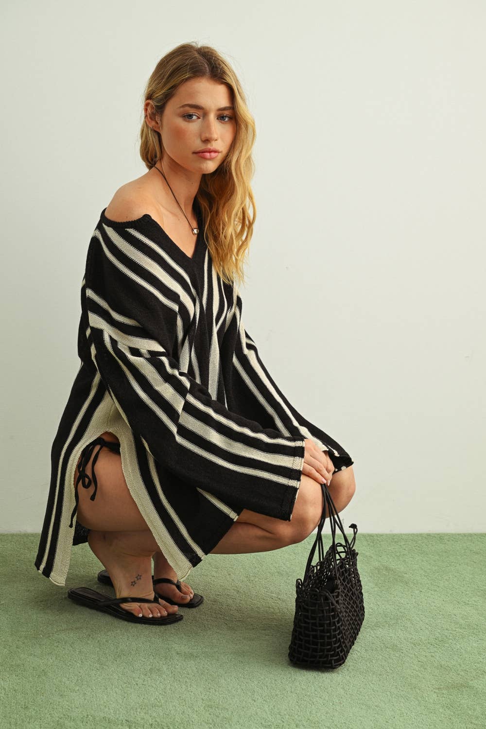 STRIPED LONG SLEEVE TUNIC TOP