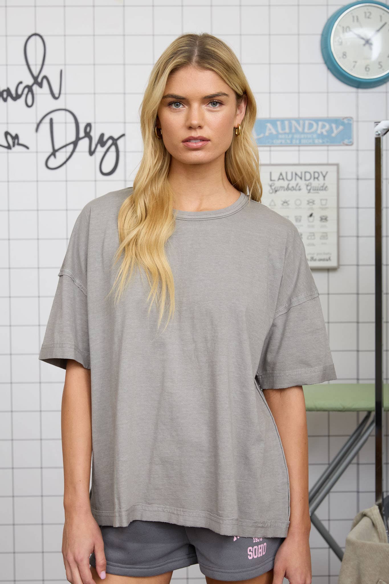 WASHED EXPOSED SEAM RELAXED KNIT T-SHIRT
