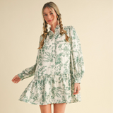 Floral Print Drop Waist Mini Dress- CLEARANCE