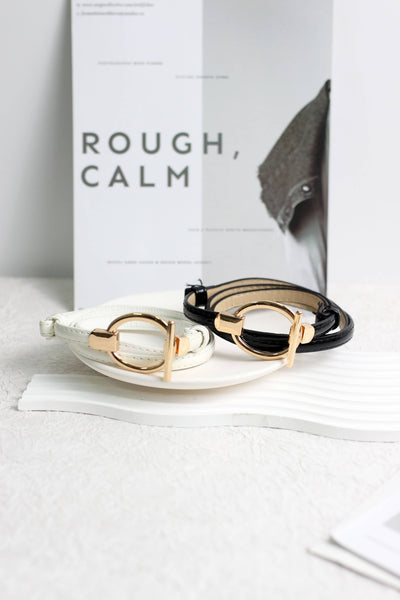 A2503SBT91678 - Minimalist Gold Buckle Faux Leather Belt