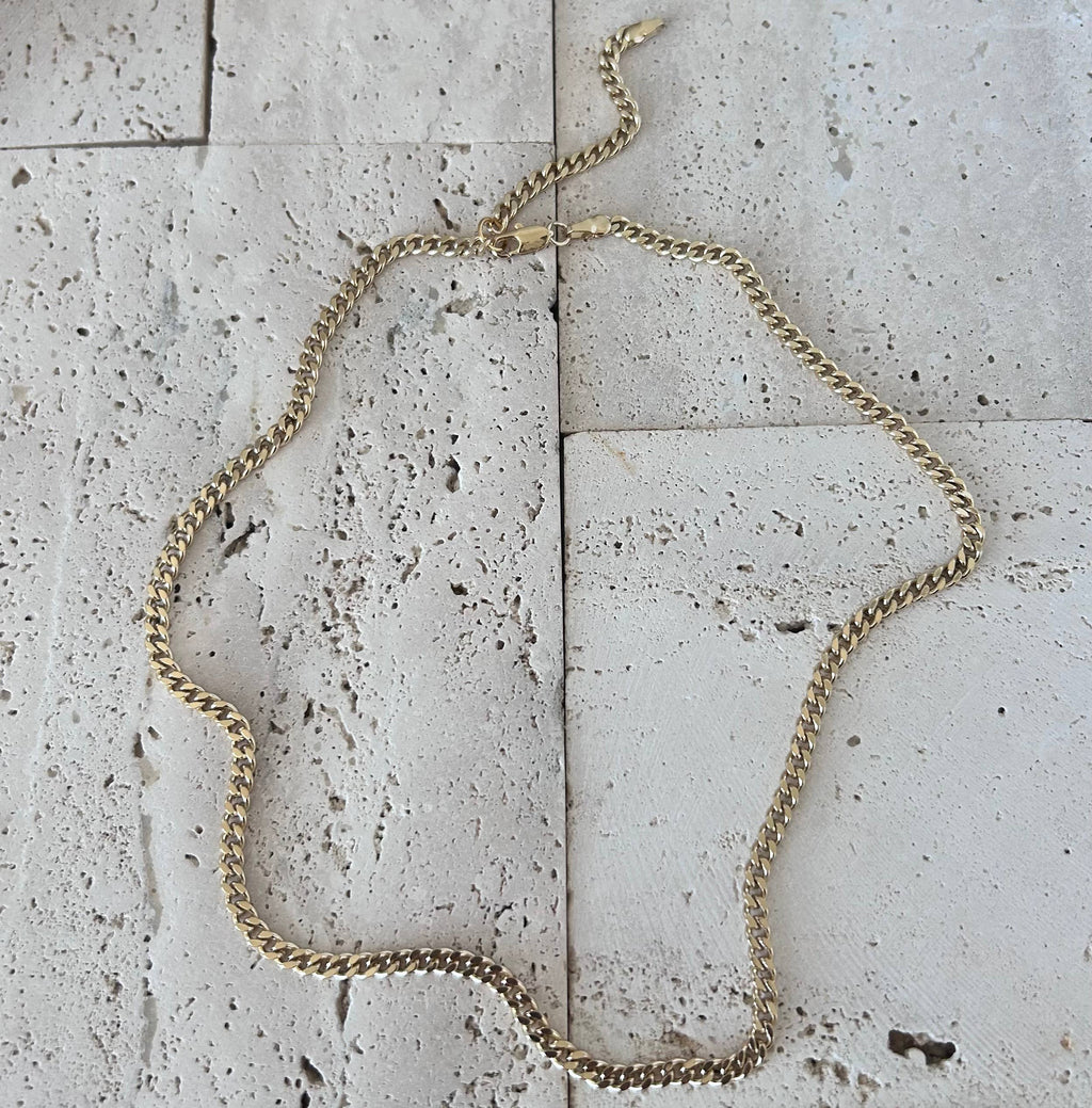 Gold Curb Chain Layering necklace 18k gold-filled