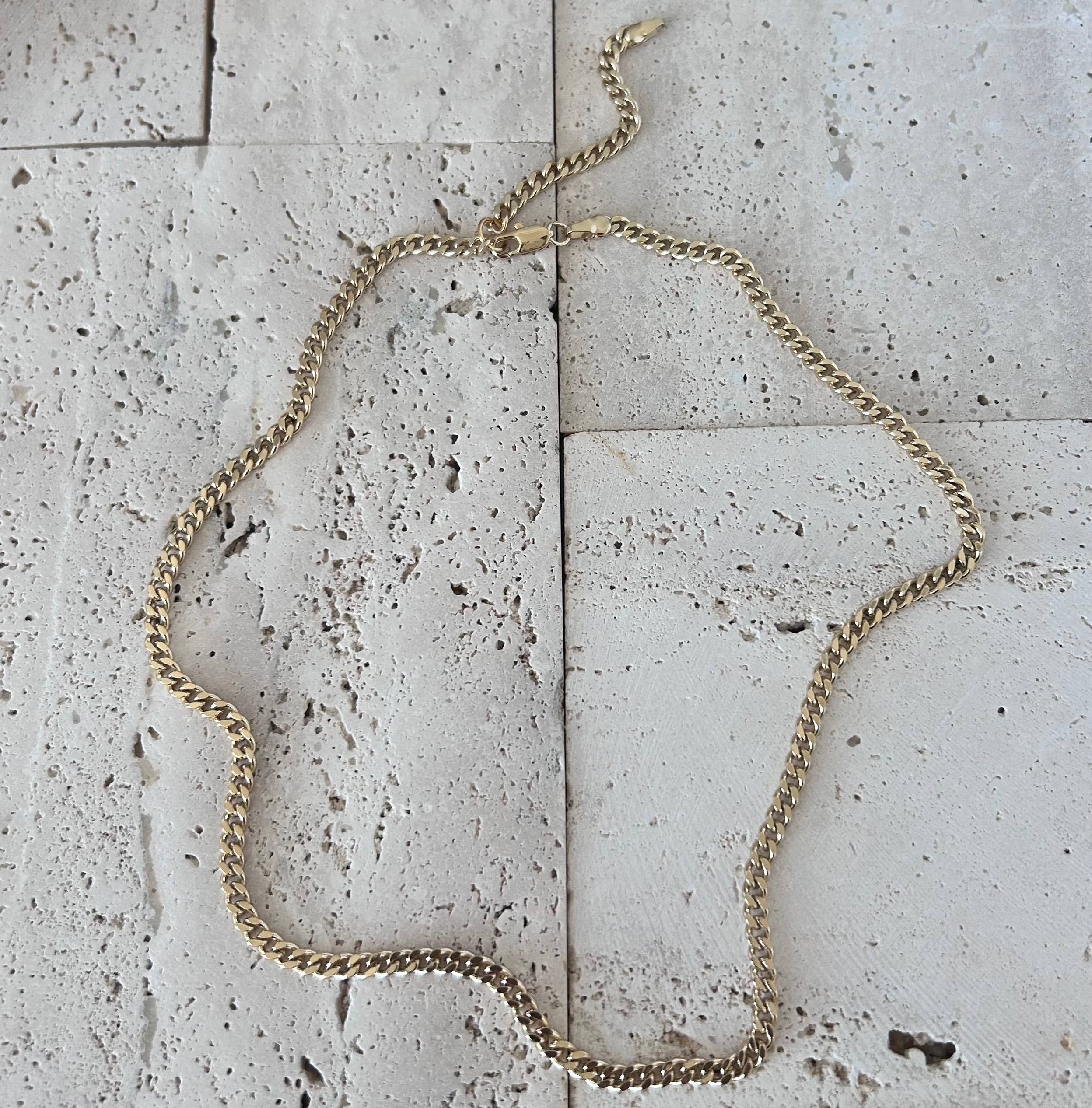 Gold Curb Chain Layering necklace 18k gold-filled
