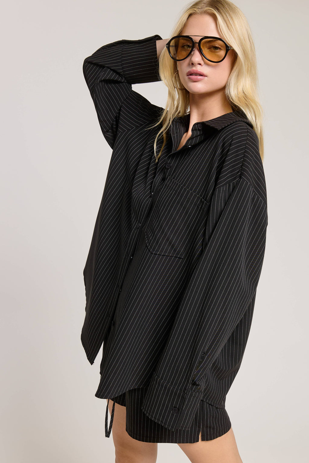 Pinstripe Drawstring Shorts - Black or White