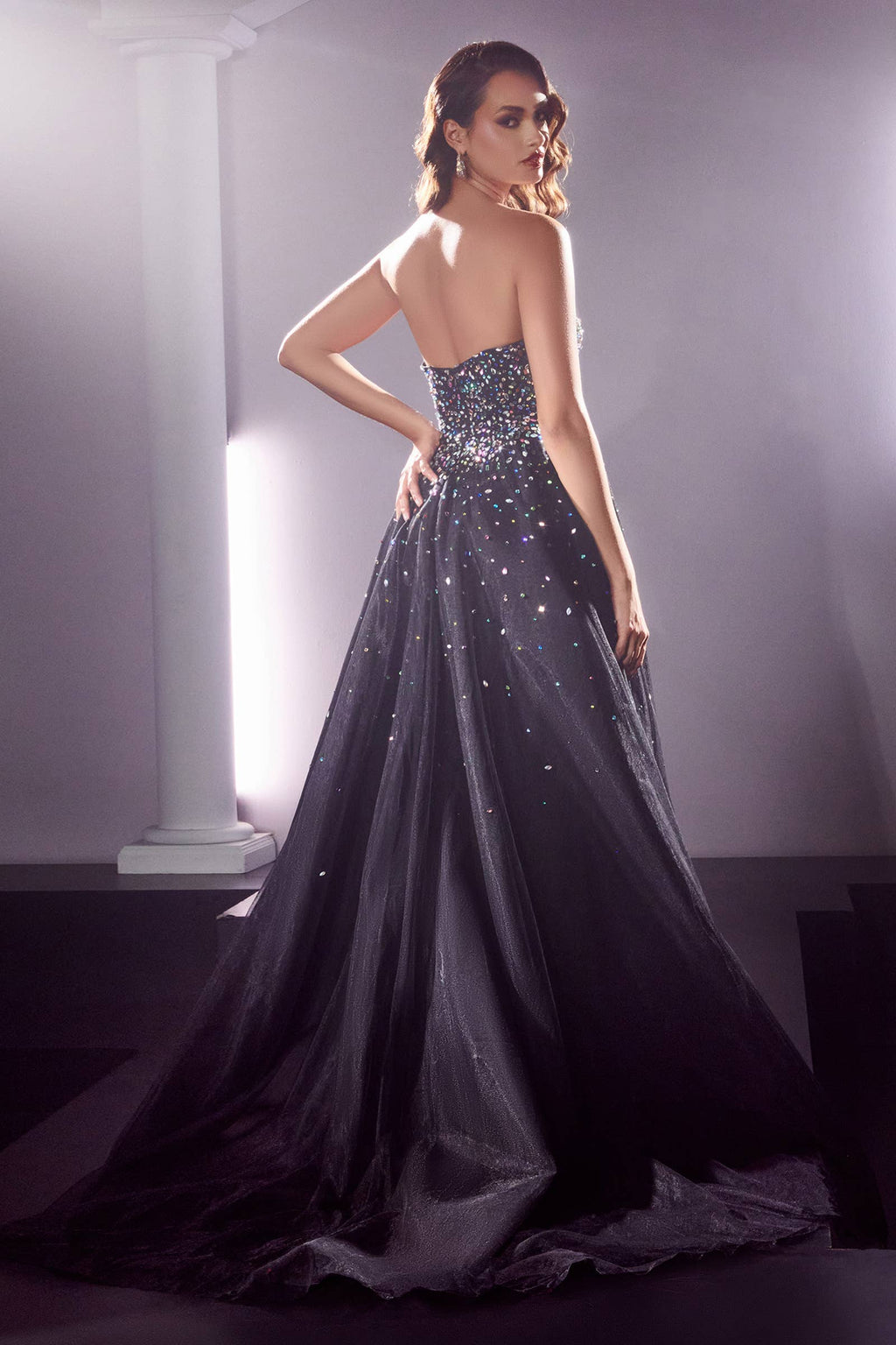 STRAPLESS BALL GOWN WITH JEWEL ACCENTS