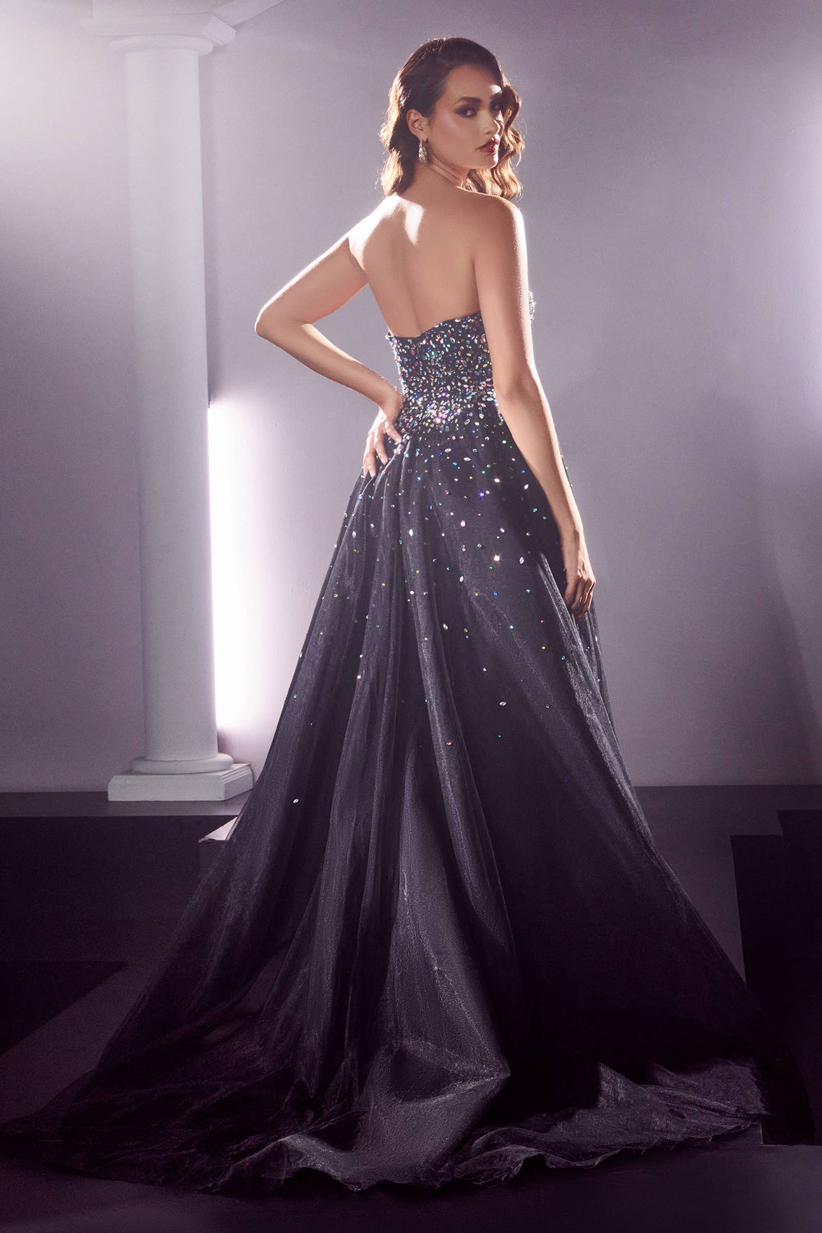 STRAPLESS BALL GOWN WITH JEWEL ACCENTS